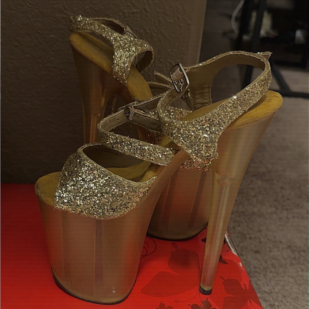 Glittering Gold Platform Heels